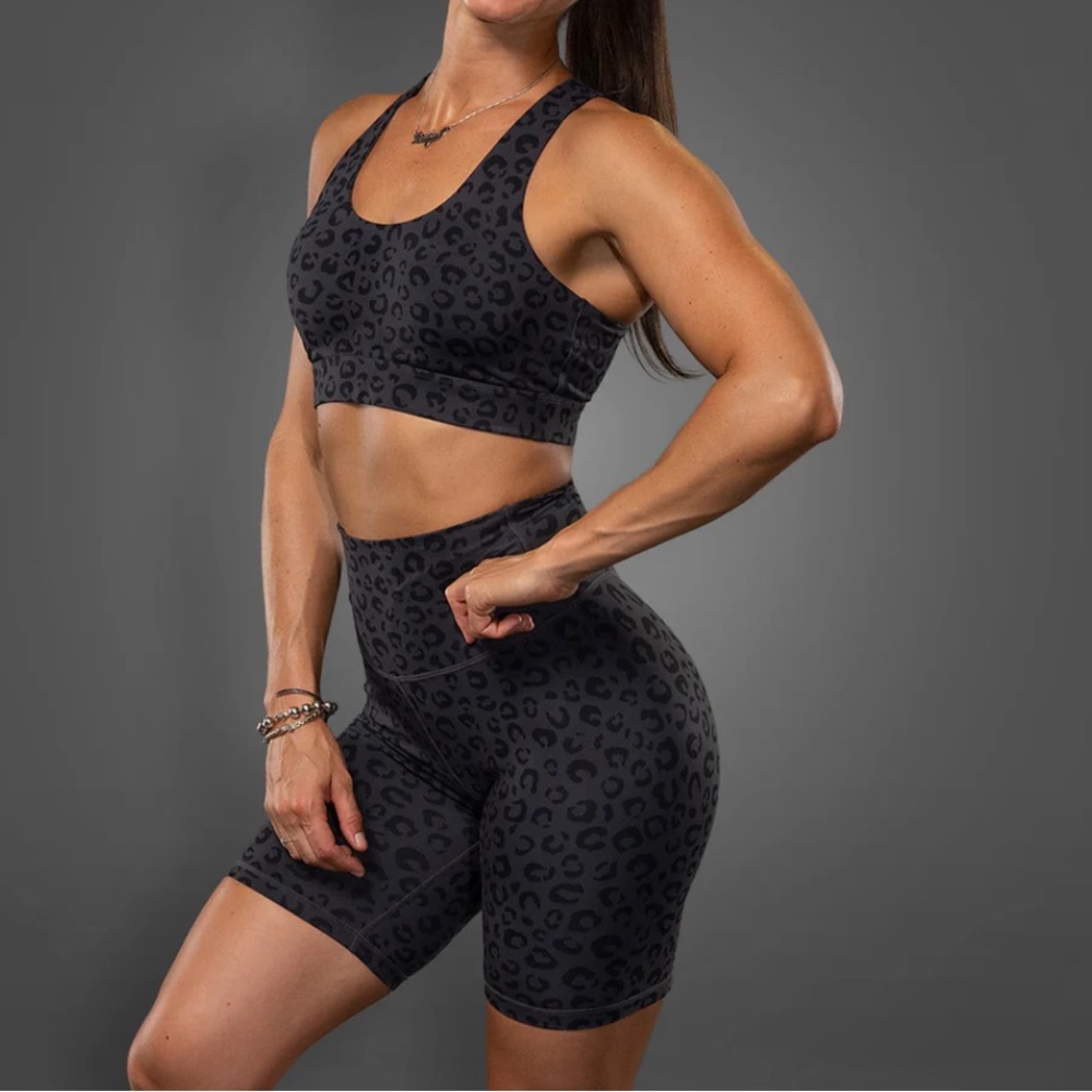 Leopard Print High-Waist Bike Shorts - Picture 3 of 4